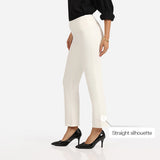 Women's White Solid Sports High Rise Trouser