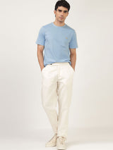 Men's Blue Casual Regular Fit Solid Half Sleeves Tshirt