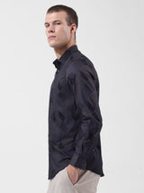 Men's Black Casual Printed Full Sleeves Shirt