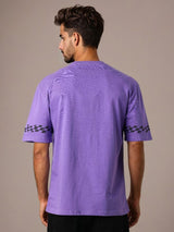 Men's Purple Casual Oversized Fit Printed Half Sleeves Tshirt