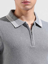 Men's Grey Casual Slim Fit Solid Half Sleeves Tshirt