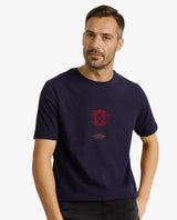 Men's Navy Casual Regular Fit Printed Half Sleeves Tshirt