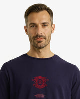 Men's Navy Casual Regular Fit Printed Half Sleeves Tshirt