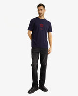 Men's Navy Casual Regular Fit Printed Half Sleeves Tshirt
