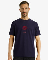 Men's Navy Casual Regular Fit Printed Half Sleeves Tshirt