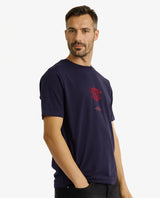 Men's Navy Casual Regular Fit Printed Half Sleeves Tshirt