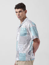 Men's Beige Casual Printed Half Sleeves Shirt