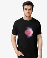 Men's Black Casual Slim Fit Printed Half Sleeves Tshirt