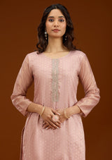 Women's Baby Pink Threadwork Tissue Readymade Salwar Suit