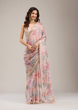 Women's Beige Stonework Georgette Saree