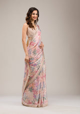 Women's Beige Stonework Georgette Saree