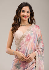 Women's Beige Stonework Georgette Saree