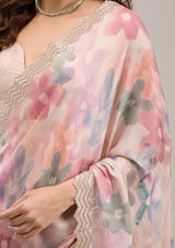 Women's Beige Stonework Georgette Saree