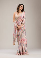 Women's Beige Stonework Georgette Saree