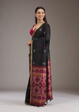 Women's Black Zariwork Tissue Saree