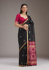 Women's Black Zariwork Tissue Saree