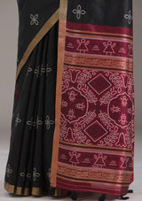 Women's Black Zariwork Tissue Saree