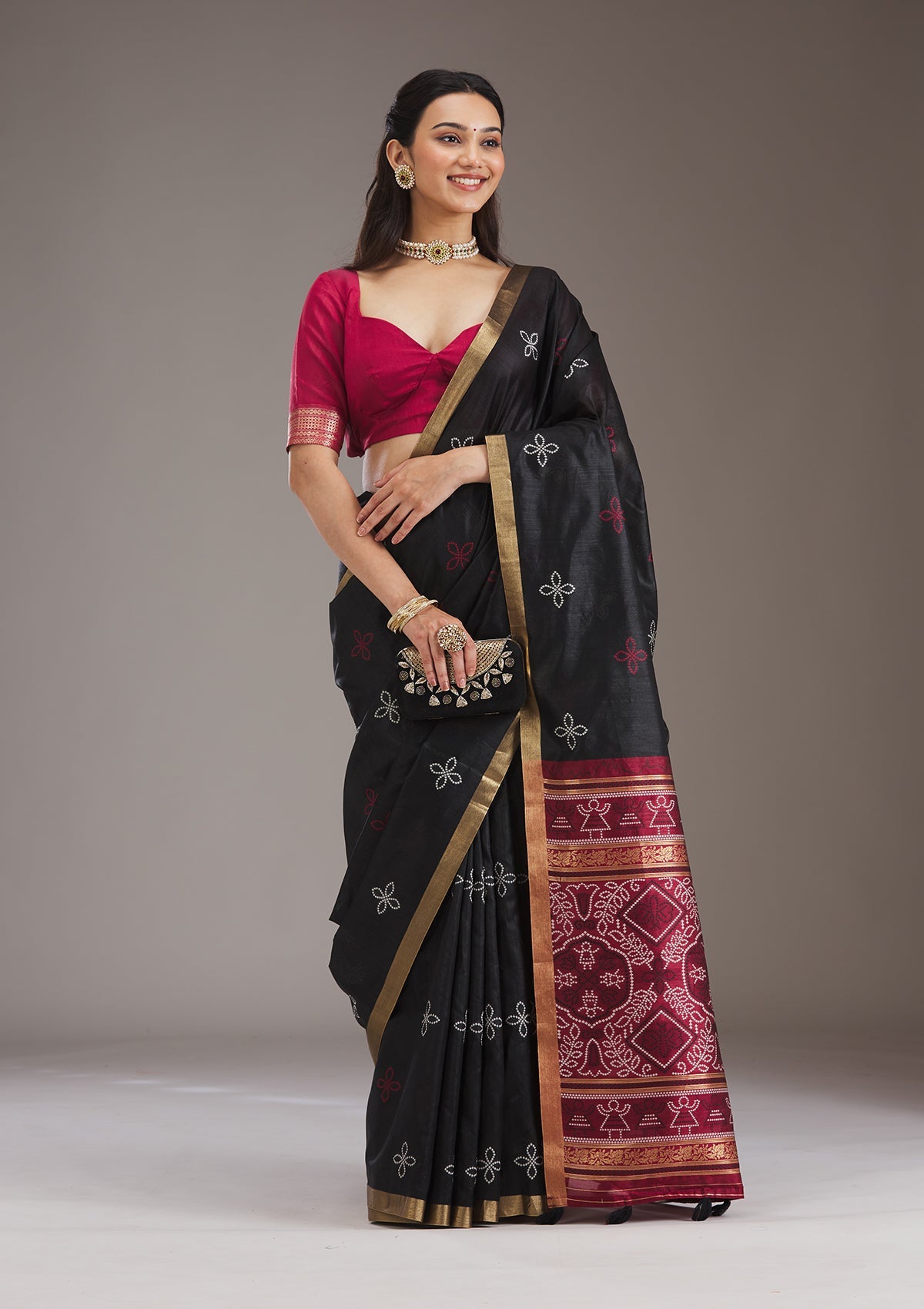 Women's Black Zariwork Tissue Saree