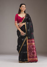Women's Black Zariwork Tissue Saree