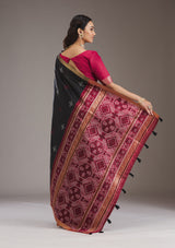 Women's Black Zariwork Tissue Saree
