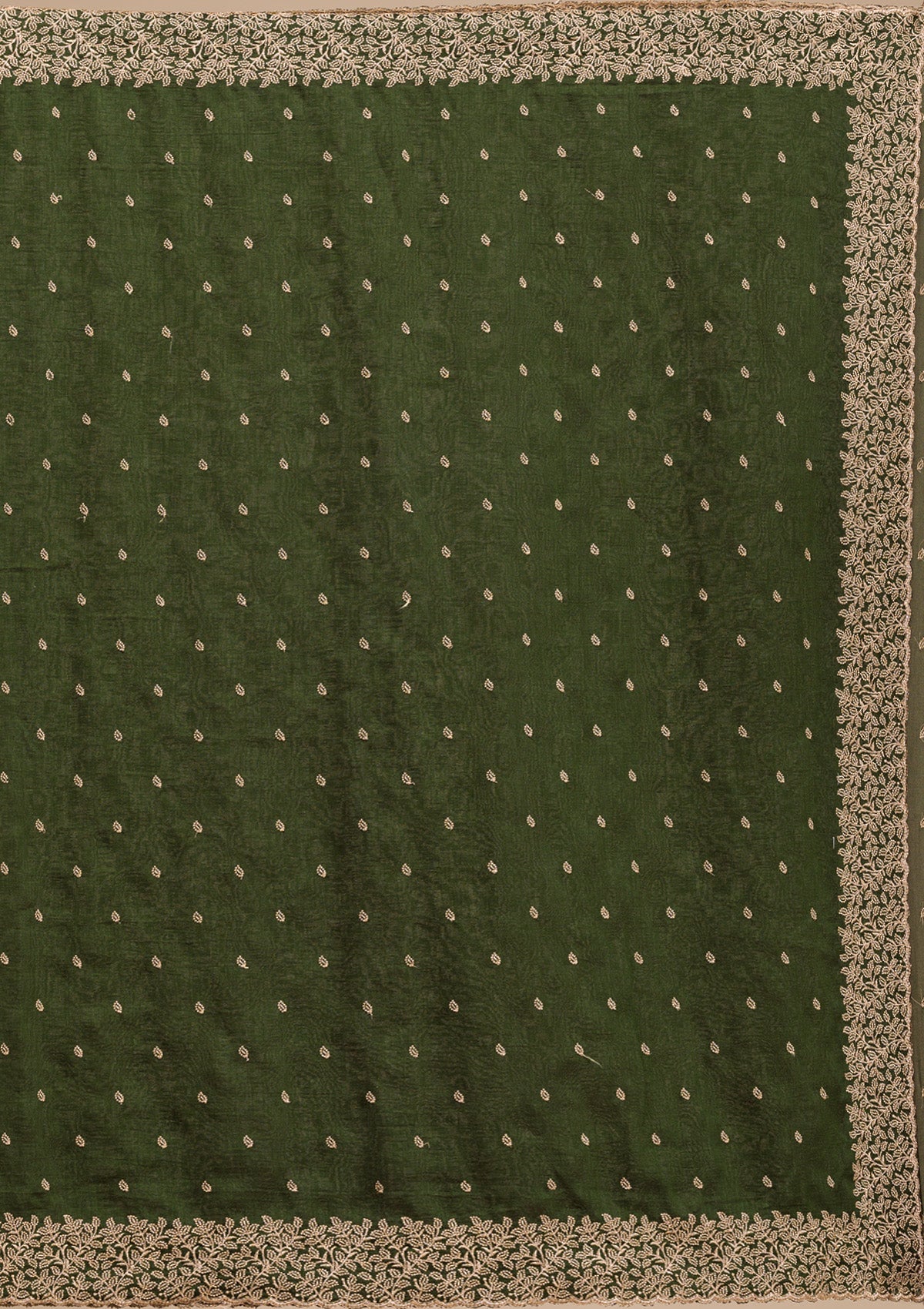 Women's Bottle Green Zariwork Soft Silk Saree