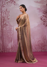 Women's Bronze Threadwork Tissue Saree