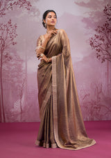 Women's Bronze Threadwork Tissue Saree