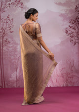 Women's Bronze Threadwork Tissue Saree
