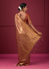 Women's Bronze Zariwork Soft Silk Saree