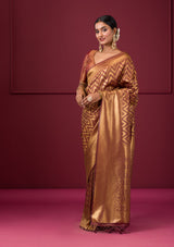 Women's Bronze Zariwork Soft Silk Saree