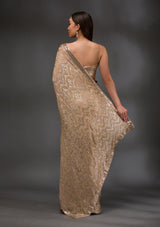 Women's Gold Sequins Georgette Saree