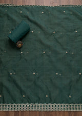 Women's Green Printed Organza Unstitched Salwar Suit