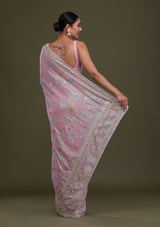 Women's Purple Sequins Georgette Saree