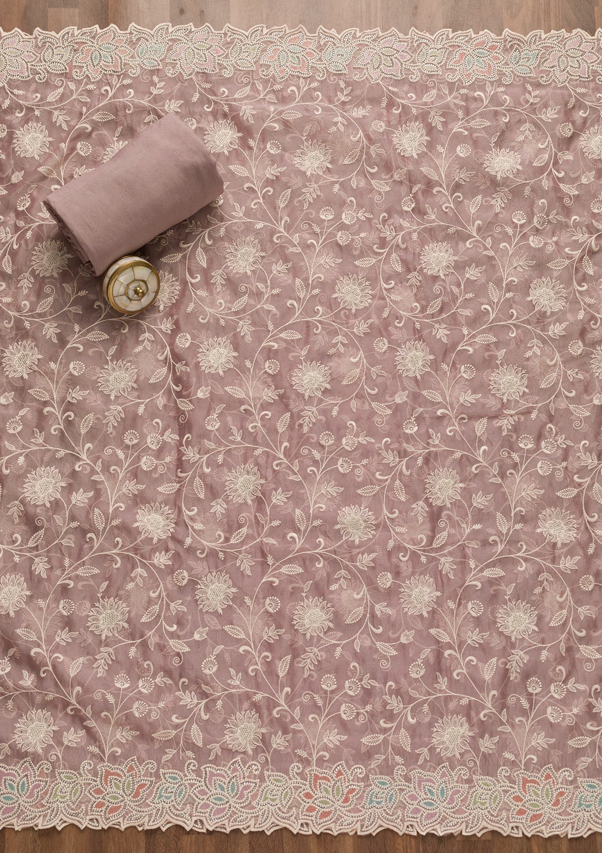 Women's Pink Sequins Organza Unstitched Salwar Suit