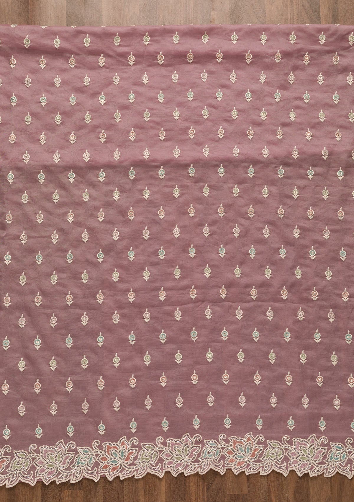 Women's Pink Sequins Organza Unstitched Salwar Suit