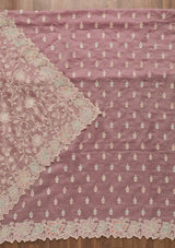 Women's Pink Sequins Organza Unstitched Salwar Suit