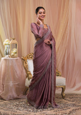 Women's Lavender Stonework Crepe Designer Saree