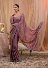 Women's Lavender Stonework Crepe Designer Saree