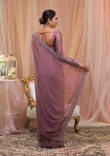 Women's Lavender Stonework Crepe Designer Saree