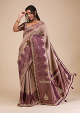 Women's Purple Stonework Soft Silk Saree