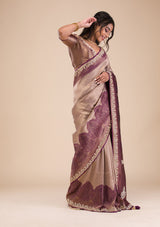 Women's Purple Stonework Soft Silk Saree