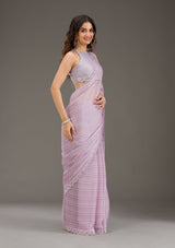 Women's Purple Swarovski Georgette Saree