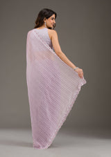 Women's Purple Swarovski Georgette Saree