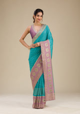 Women's Lavender Zariwork Art Silk Saree