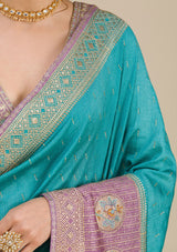 Women's Lavender Zariwork Art Silk Saree