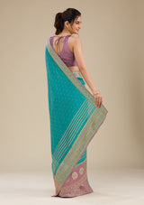 Women's Lavender Zariwork Art Silk Saree