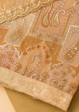 Women's Yellow Sequins Organza Unstitched Salwar Suit