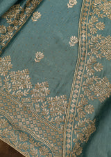 Women's Green Zariwork Art Silk Unstitched Salwar Suit