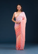 Women's Pink Stonework Satin Saree