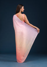 Women's Pink Stonework Satin Saree